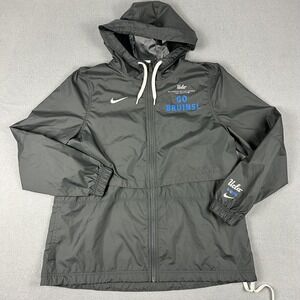 UCLA Bruins Jacket Mens Small Gray NCAA College Hooded Windbreaker Full Zip Nike